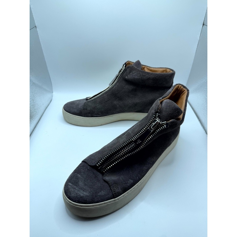 Frye Lena Zip High Womens 8.5 M Sneaker Gray‎ Charcoal Gray Suede Fashion Shoes